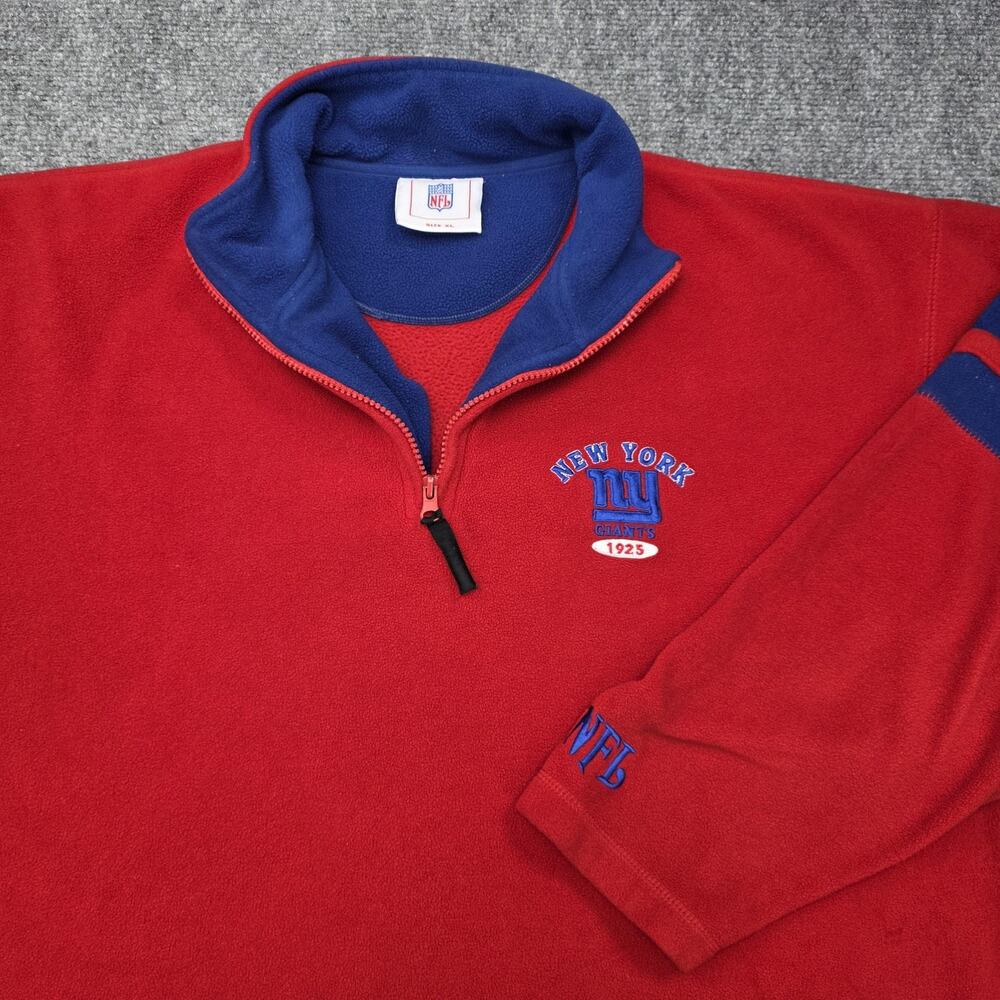 New York Giants Sweatshirt Mens XL Red Blue Fleece 1/4 Zip NFL Football Pullover